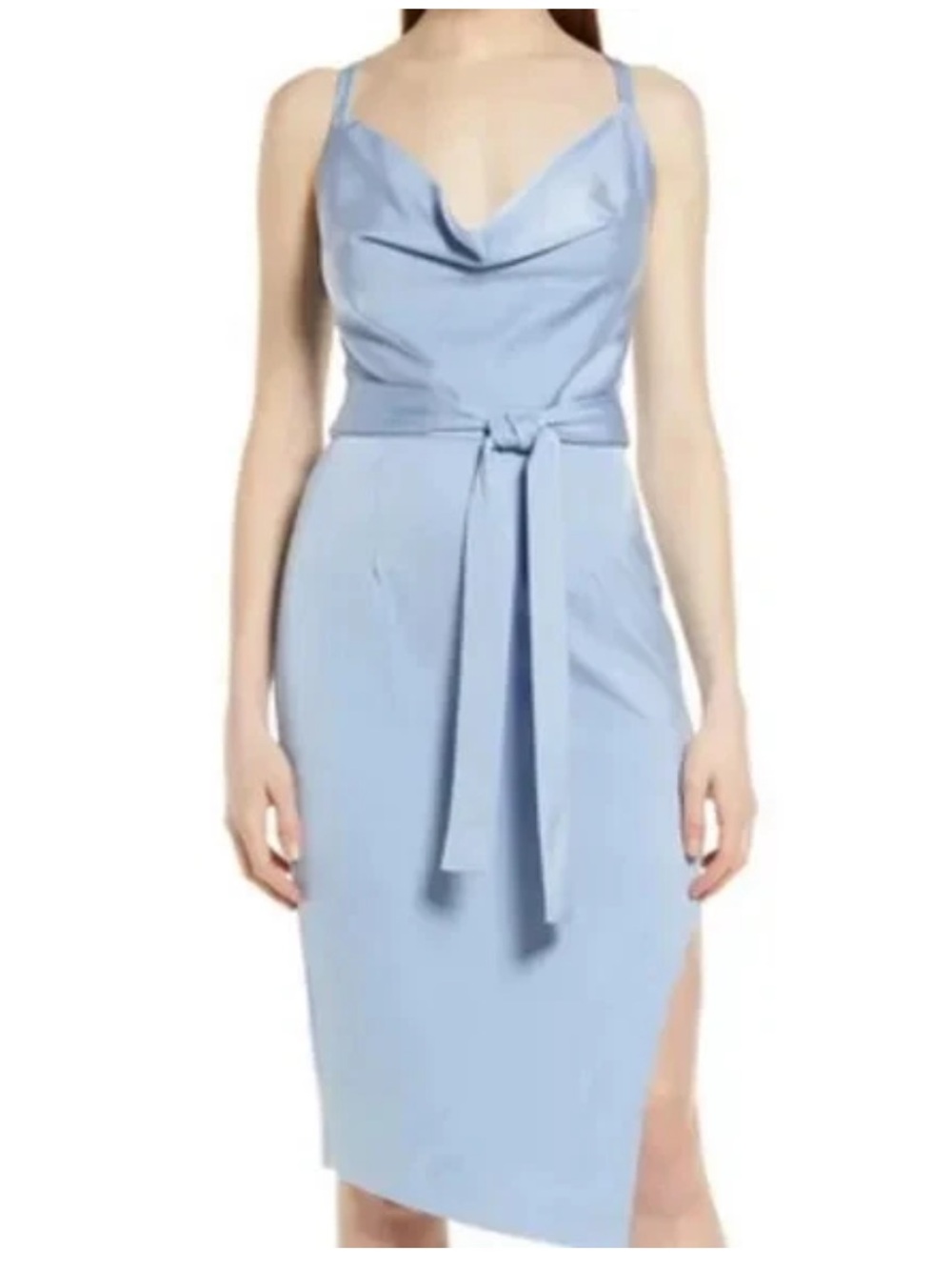 Lavish Alice Pale Blue Cowl Neck Tie-Waist Dress light Blue Sz 10 NWT